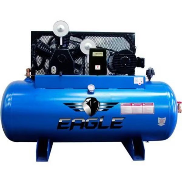 Eagle, 15 HP, Two-Stage Compressor, 120 Gal, Horiz., 200 PSI, 44.7 CFM, 3-Phase 230V, Wood Industries, Mfr#: 153120H2-MS230